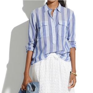 Madewell top sailorcore popover blouse blue stripes